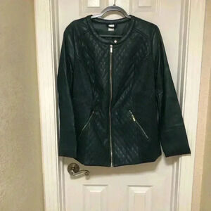 Women’s Dark green faux leather jacket size 14